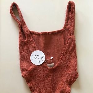 Hunza G Classic Square Neck Swimsuit Metallic Rust